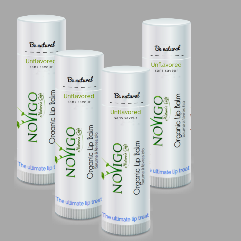 Unflavored Organic Lip Balm (4 Pack) for Nourishing and Hydrating Chapped, Cracked Lips