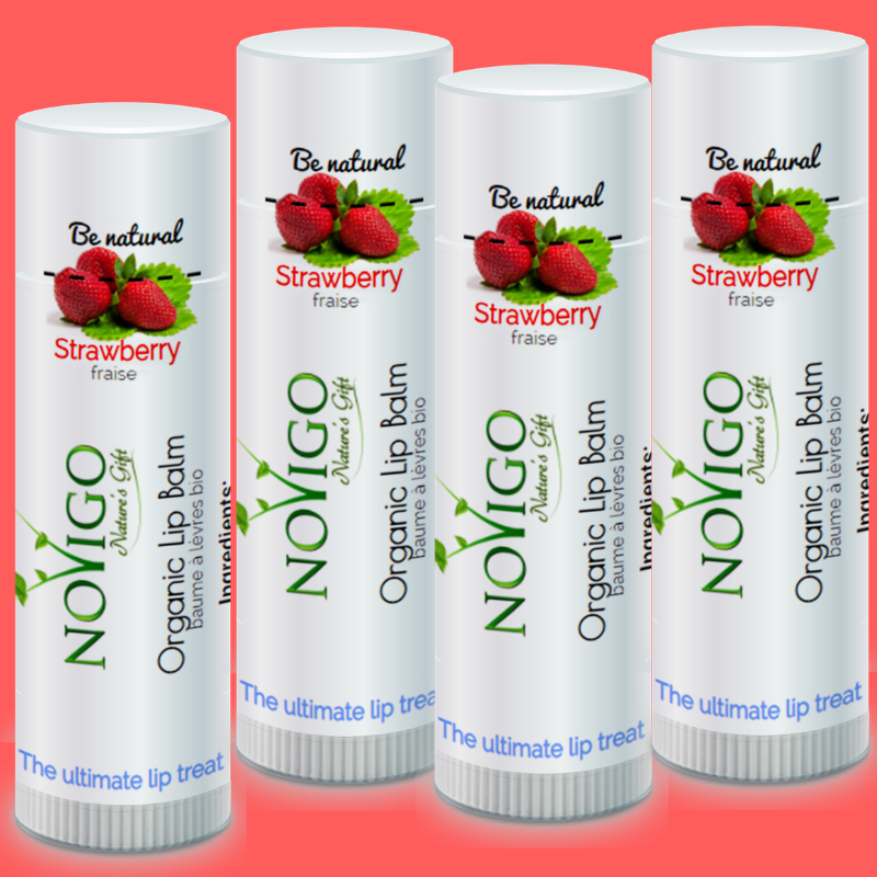 4 - Pack Organic Lip Balm (Strawberry)